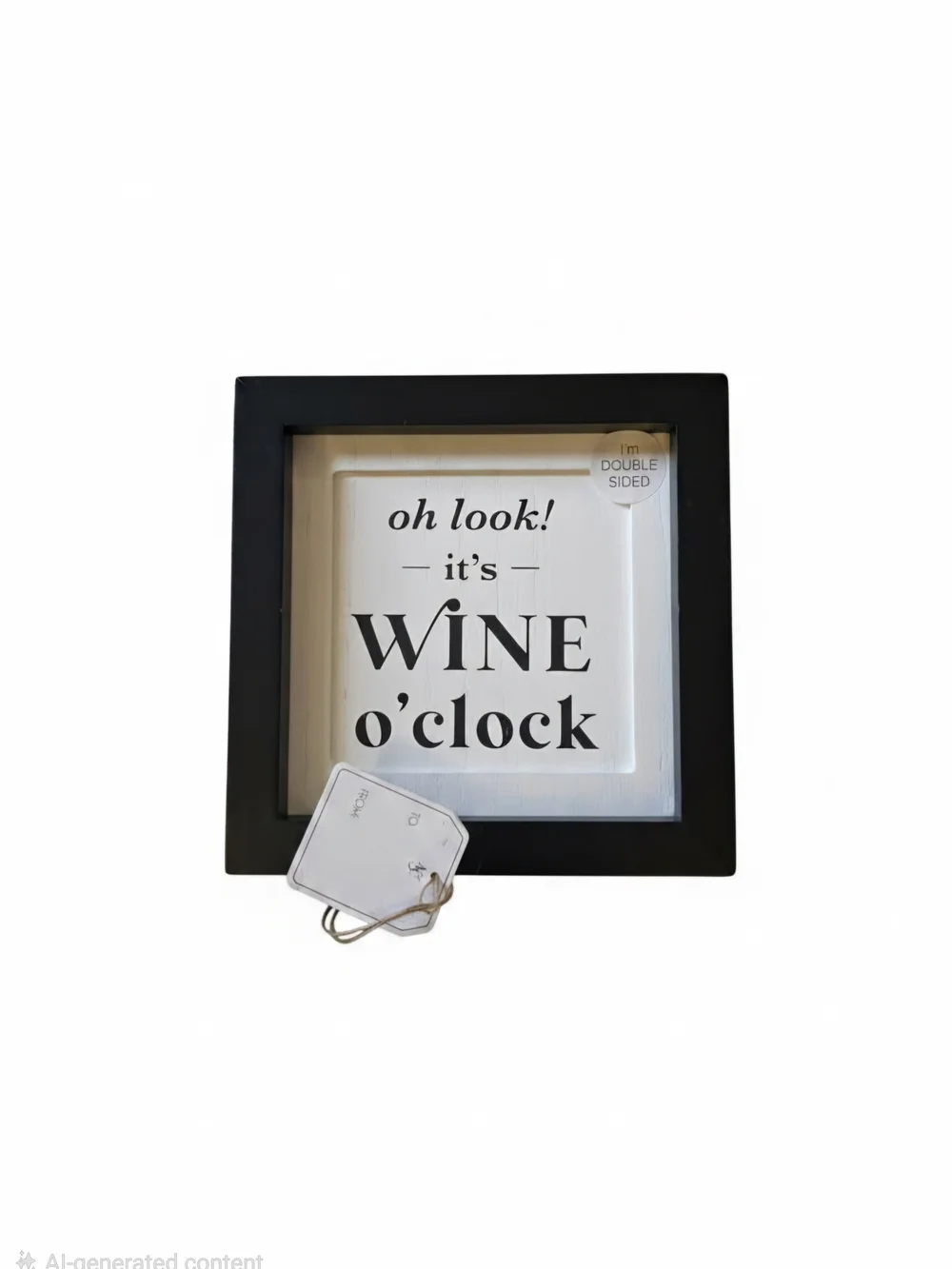 NWT Classic Black Square Picture Frame Double Sided with Chocolate & Wine Quotes